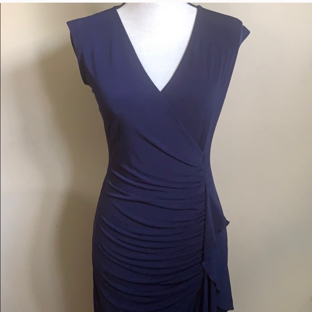 NWT New York and Company Navy Wrap Ruffle Dress